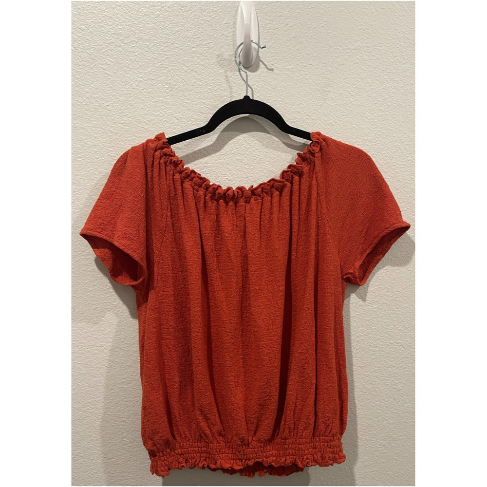 MADEWELL Texture & Thread Rusty Orange Drawstring Top - Picture 4 of 4